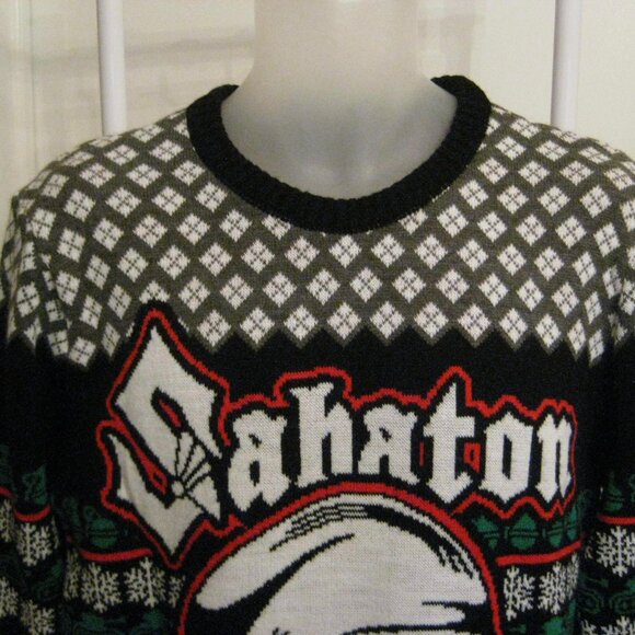 HTF Sabaton The Great Christmas Bullets Snowflakes Tanks Band Ugly Sweater - Picture 2 of 12